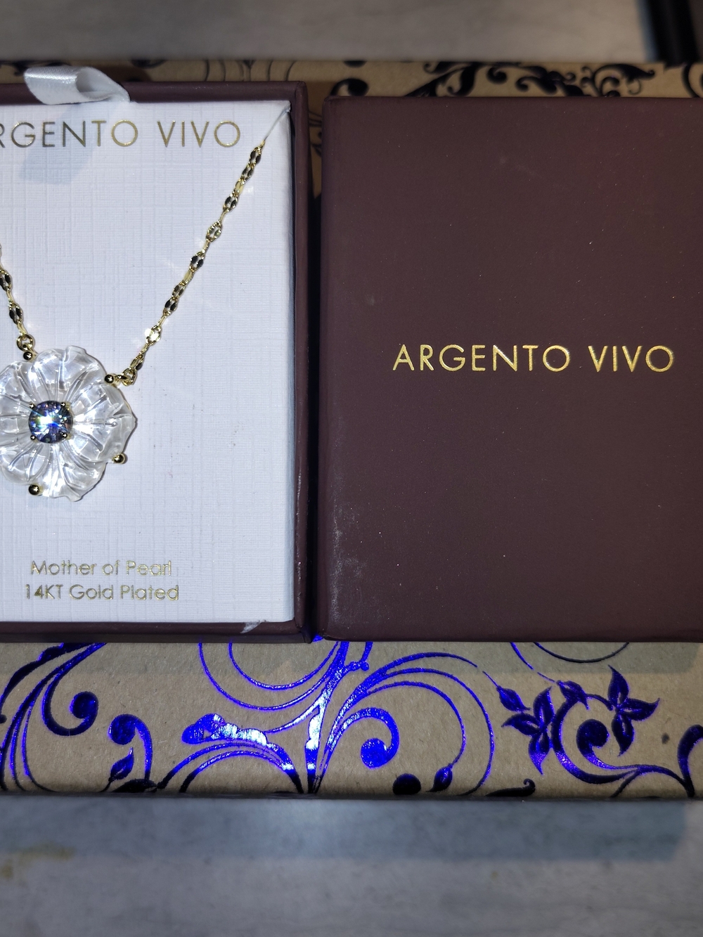 Argento Vivo Gold-Plated Mother of Pearl Flower Necklace with Iridescent Center